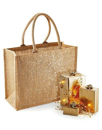 Sacosa iuta cu fire aurii big - Shimmer Jute Shopper