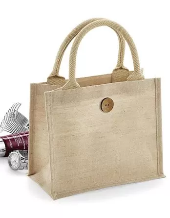 Sacosa Cadou Iuta si Bumbac cu buton de închidere -  Juco Mini Gift Bag