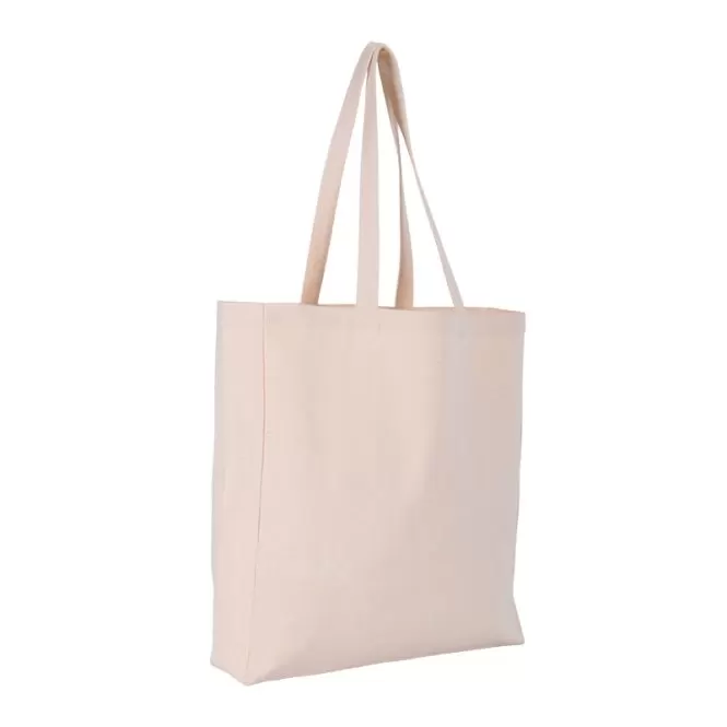 Sacosa cu burduf din bumbac premium de 300g cu manere lungi 38x42+9 cm