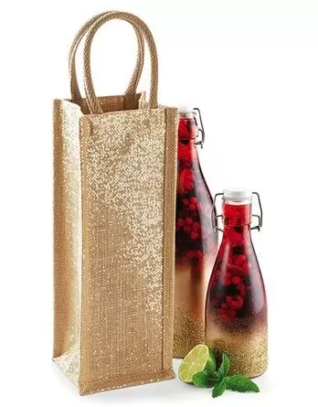 Sacosa din iuta pentru sticla - Shimmer Jute Bottle Bag